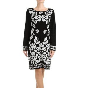 New NY Collection Floral Print Long Sleeve Sweater Dress